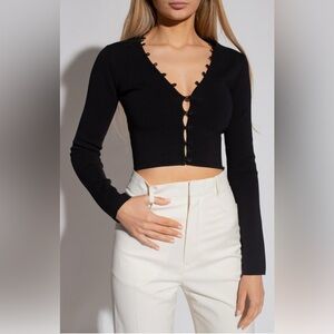 Nanushka Danique Cropped Cardigan Black Size Small